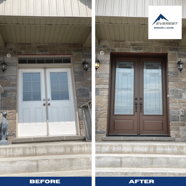 before and after front fiberglass door barrie mississauga brampton new market