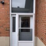 White Front Entry Single Door with Transom and Sidelight