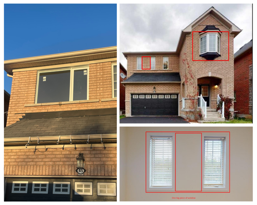 architectural custom shaped window installed in a modern Toronto house