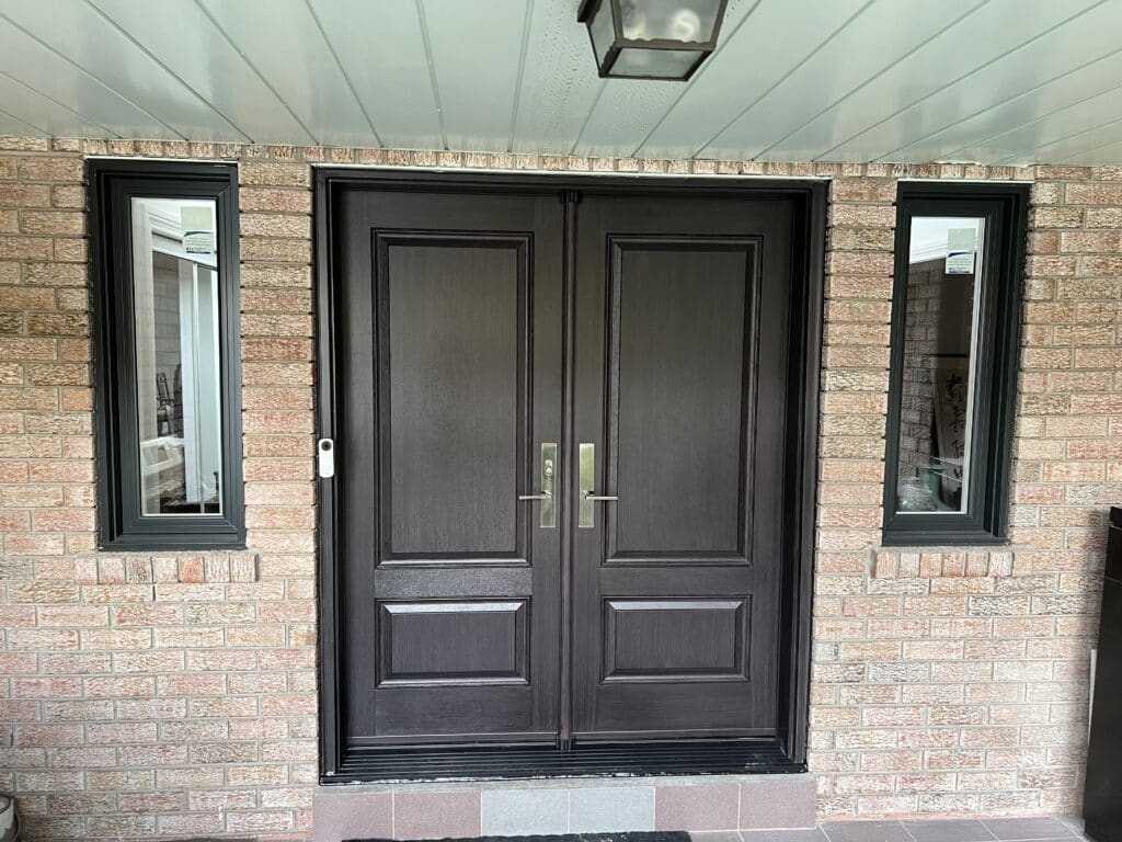 two pannel oak green fiberglass door